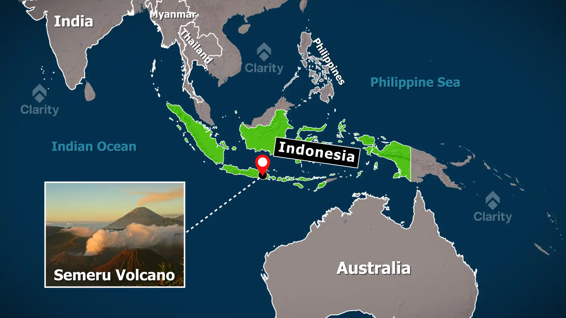 Semeru Volcano Eruption in Indonesia